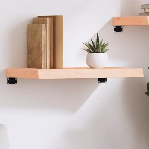 vidaXL Wall Mounted Oak Wood Shelf, Natural/Brown, W: 60 cm, D: 30 cm, H: 2-6 cm – 2