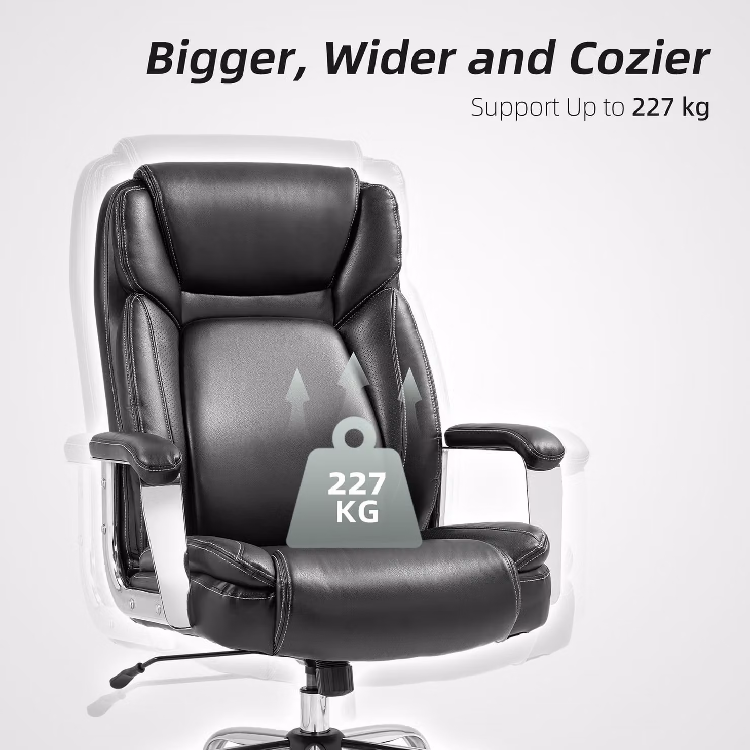 HOMCOM Ergonomic Heavy Duty Office Chair in Black Faux Leather with Tilt Function and Adjustable Height – 4