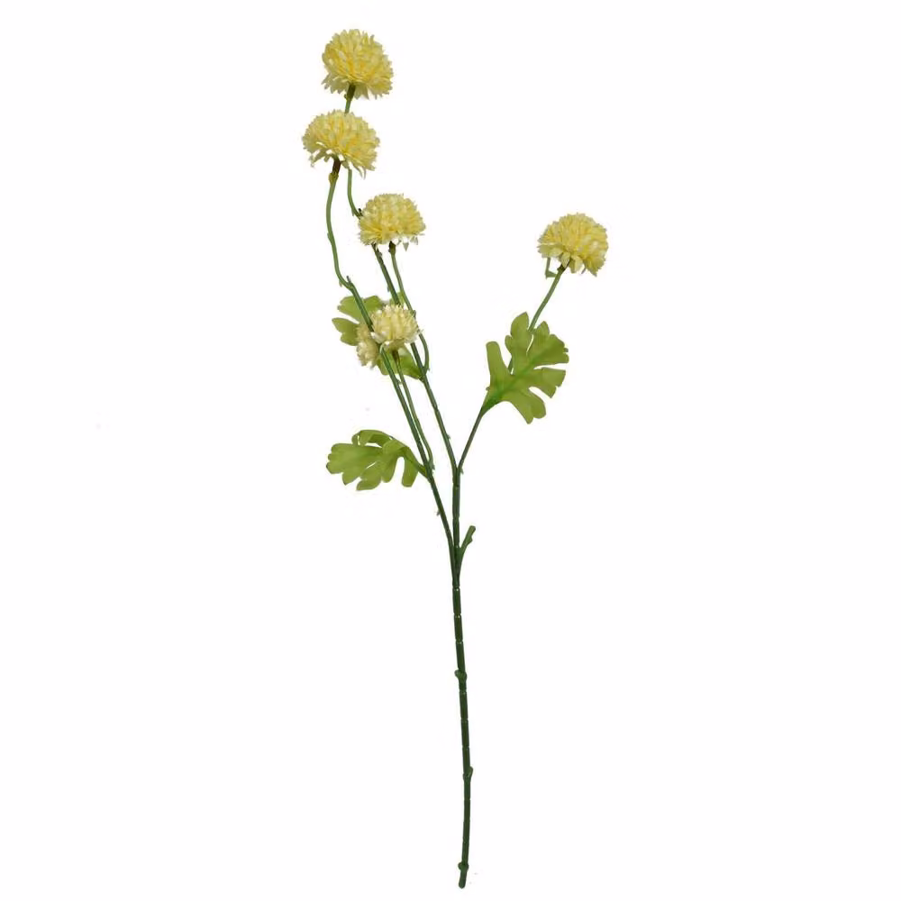 Leaf Pack of 6 Yellow Artificial Dahlia Pompom Stems, Height: 50 cm – 3