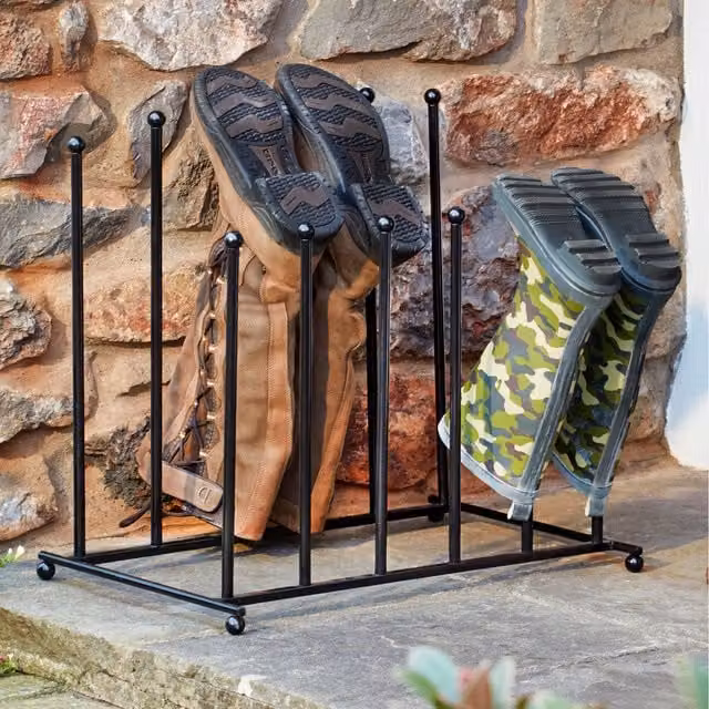 Garden Gear Freestanding Two-Tier Metal Boot Stand in Black