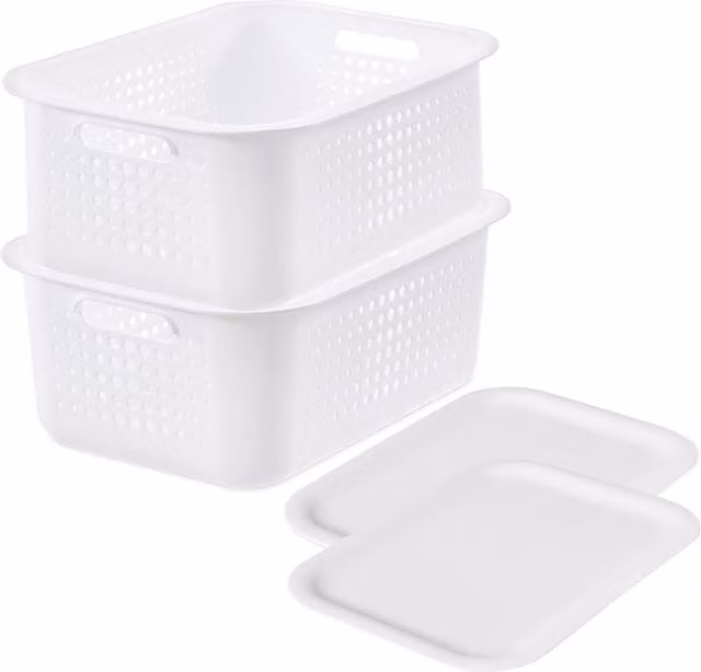 SmartStore 2-Pack Recycled Plastic Storage Boxes with Lids, White, 10 l