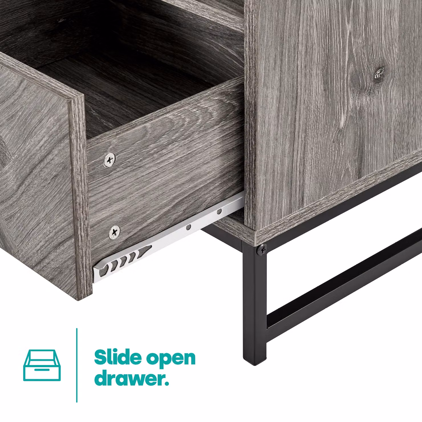 LIVIVO Grey Side Table with Drawer and Shelf – 5