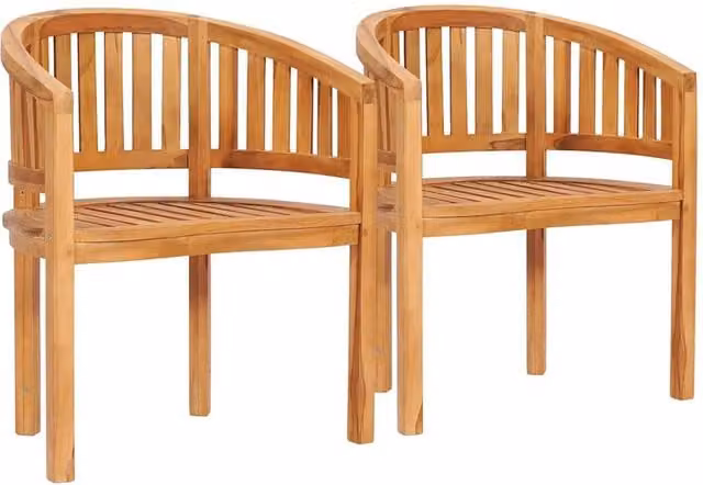 Berkfield Home Banana Chairs Set of 2 in Brown Solid Teak Wood