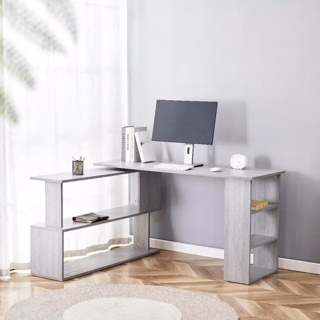 Kosy Koala Modern L-Shaped Corner Office Desk in Grey