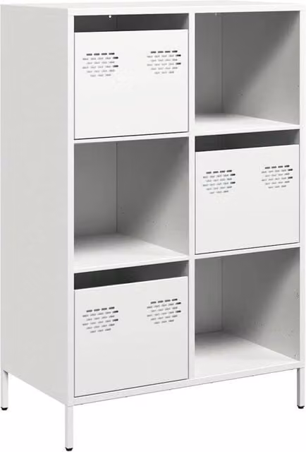 Berkfield Home White Metal Highboard with Hinged Doors and Internal Drawers W/D/H: 68 x 39 x 103.5 cm