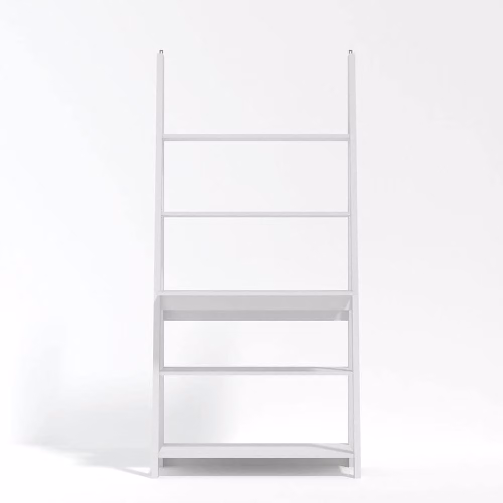 Wyld Haus Athy White Wooden Ladder Writing Desk with 3 Open Shelves, H: 175.4 cm x W: 84.0 cm x D: 50.0 cm – 2