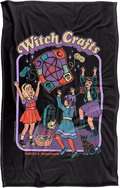 Steven Rhodes Witch Crafts Multicolour Super Soft Fleece Throw Blanket W/D/H: 91 x 147 cm