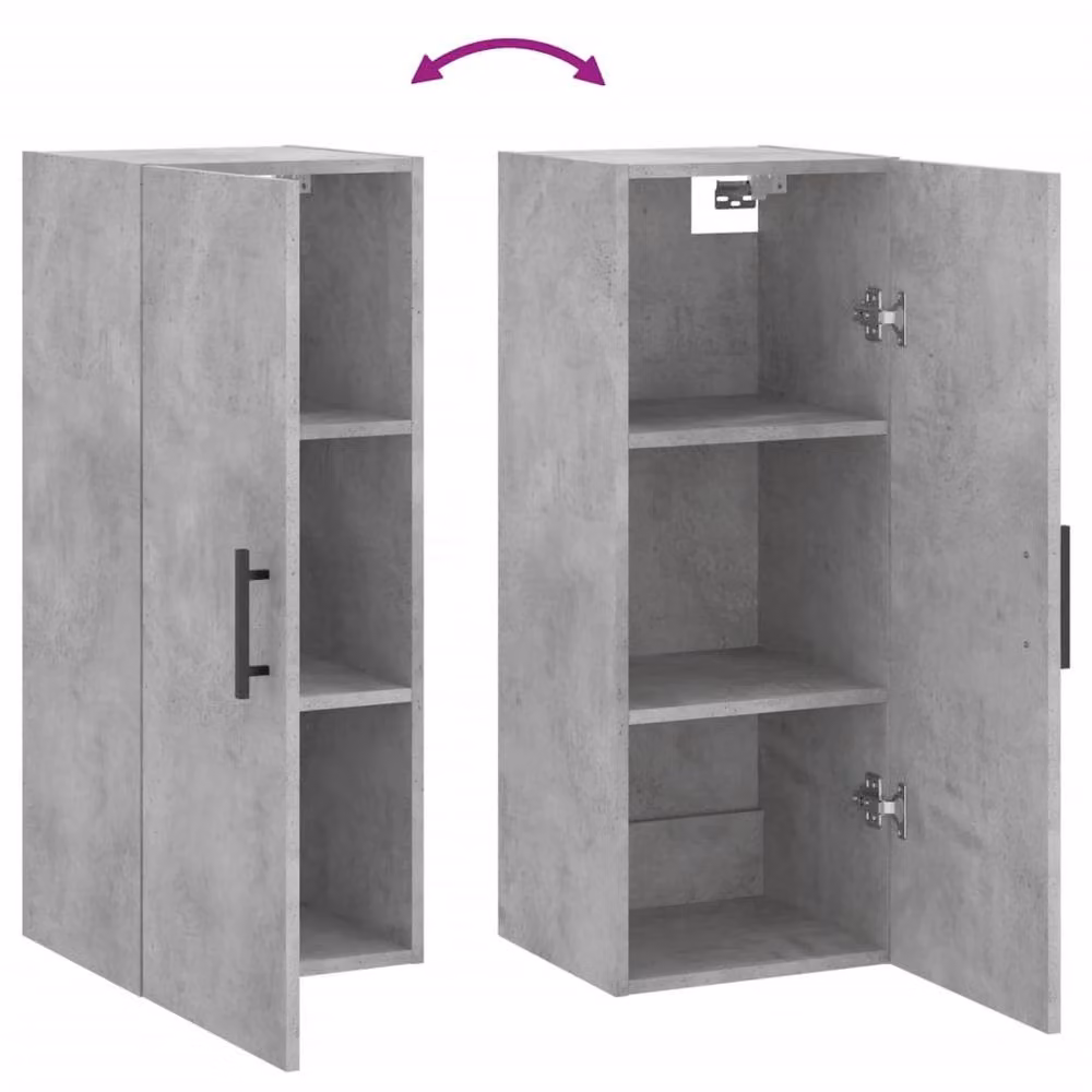 Berkfield Home Wall Mounted Cabinet in Concrete Grey, W/D/H: 34.5 x 34 x 90 cm – 3
