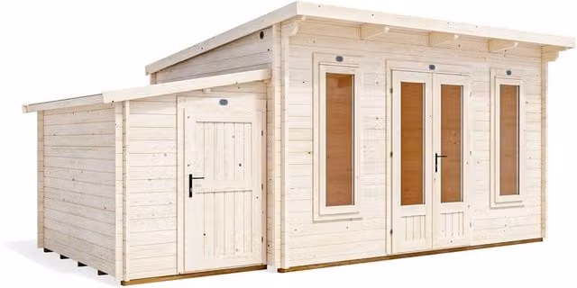Dunster House Brown Wooden Pent Log Cabin