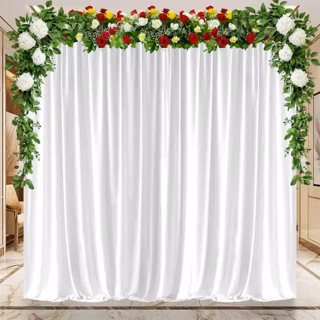 Trimming Shop White Spandex Backdrop Curtain with Rod Pocket, W: 400 cm, H: 45 cm
