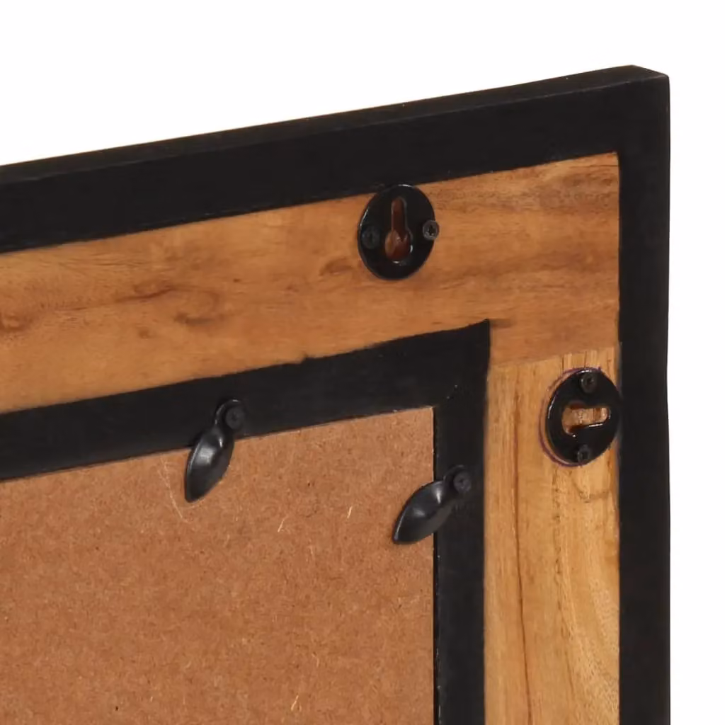 Berkfield Home Rectangular Wall Bathroom Mirror in Brown Solid Acacia Wood, W: 60 cm, H: 55 cm, D: 1 cm – 6