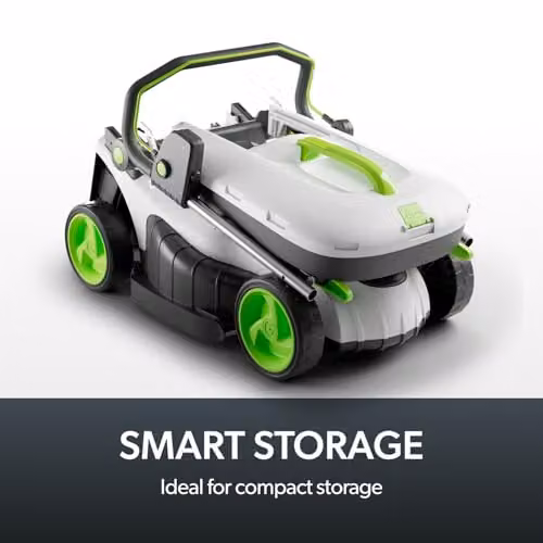 Gtech CLM50 Cordless Lawnmower in White and Green with 48V Rechargeable Battery, 42cm Cutting Width and 50L Grass Box – 4