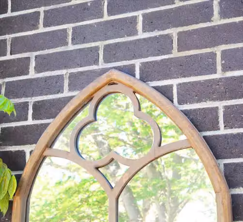 Primrose Antique Silver Wooden Gothic Glass Garden Wall Mirror, H 109.22 cm x W 60.96 cm x D 1.0 cm – 3