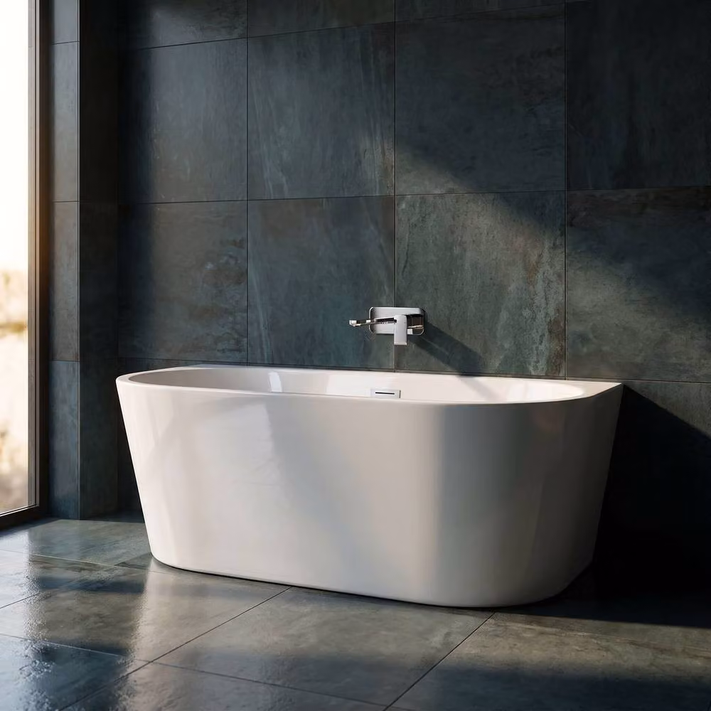 Balterley Contemporary White Oval Back To Wall Freestanding Acrylic Bath W/D/H: 170 x 75 x 59 cm – 4