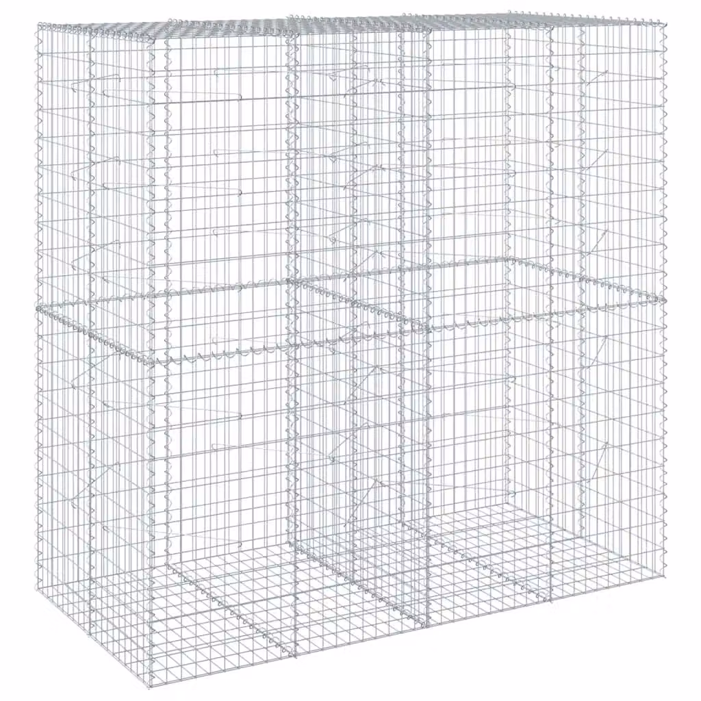 Berkfield Home Silver Galvanised Steel Gabion Basket with Cover, W/D/H: 200 x 100 x 200 cm – 2
