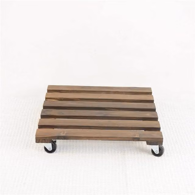 SPETLEK 2-Piece Wooden Plant Pot Holder Mover in Brown – 1