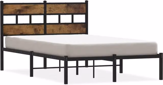 Berkfield Home Metal Bed Frame in Smoked Oak Brown, W/D/H: 120 x 200 cm – 1
