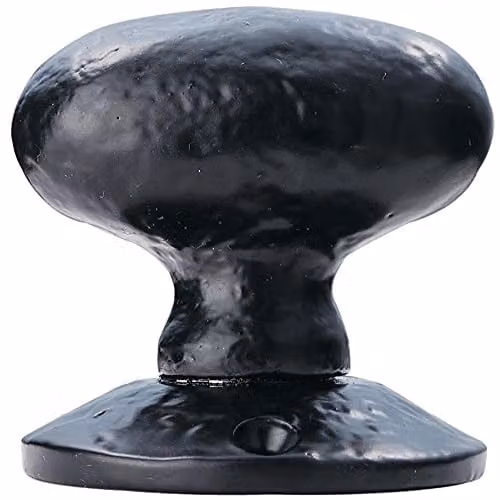 Loops Pair of Oval Mortice Door Knobs in Black Antique with 60mm Diameter Rose