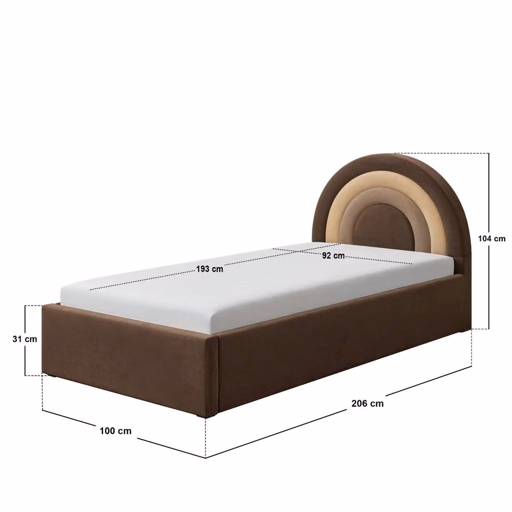Flair Ava Single Ottoman Bed in Brown Velvet and Boucle, W/D/H: 90 x 190 cm – 5