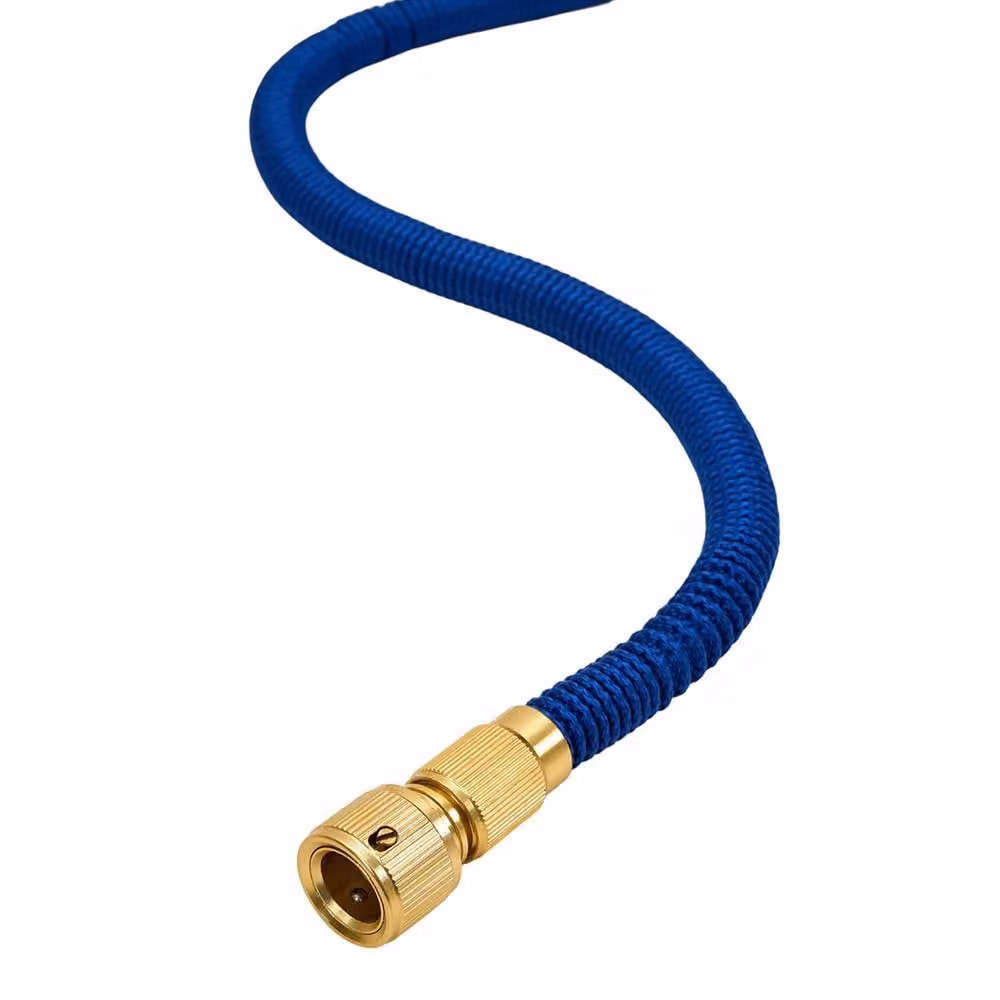 Living and Home Expandable Garden Hose with Solid Brass Fittings in Blue, Size XL – 7