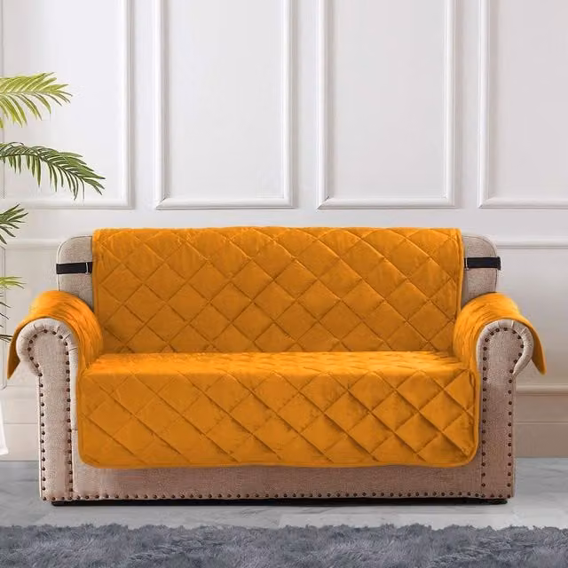 Velosso Matte Velvet 3 Seater Sofa Protector in Orange