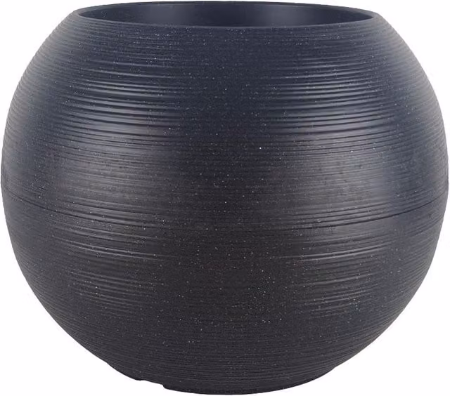 Simpa Sphere Globe Shape Plastic Planter, Black, H 35 cm x W 35 cm x D 35 cm