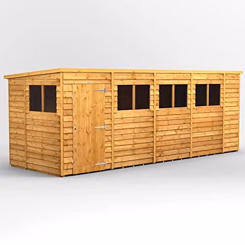 Powersheds Premium Pent Overlap Wooden Shed in Brown with Window and Floor, W/D/H: 202.8 x 190.8 x 190.8 cm