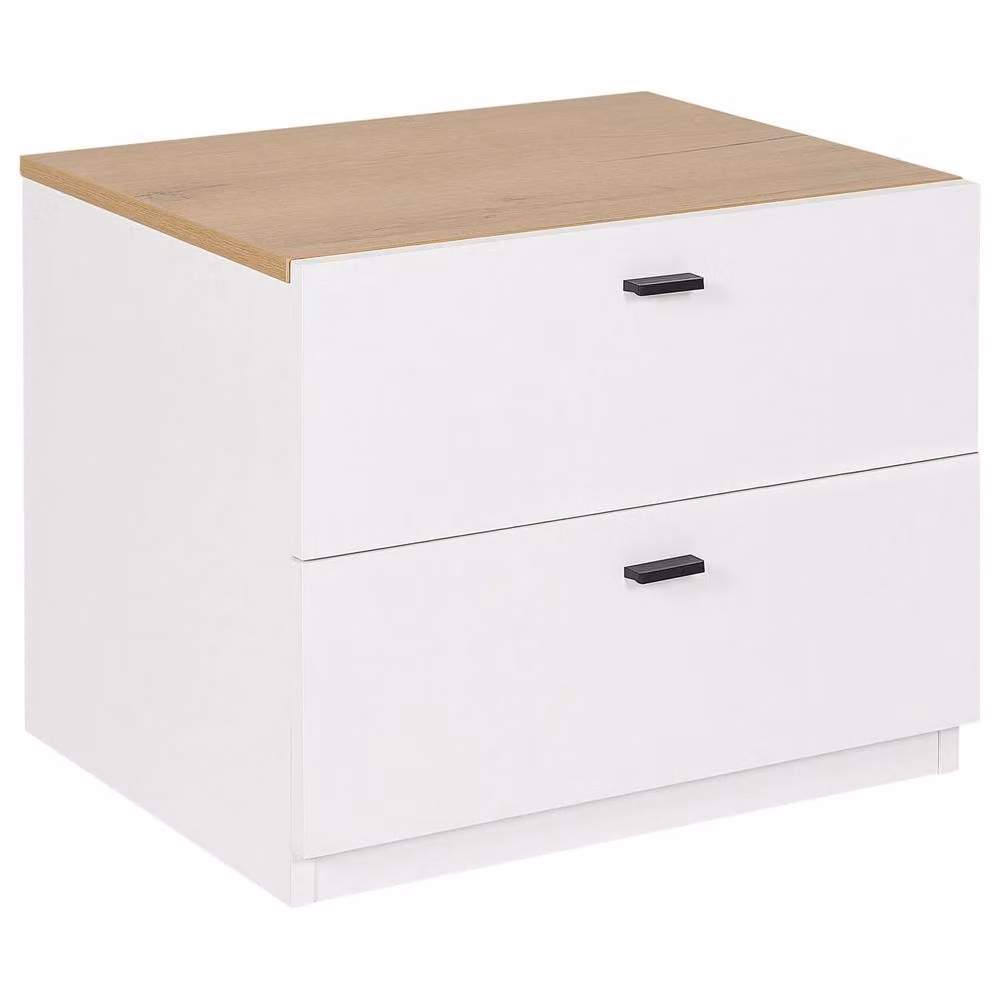 Wyld and Coco White Bedside Table with 2 Drawers – 2