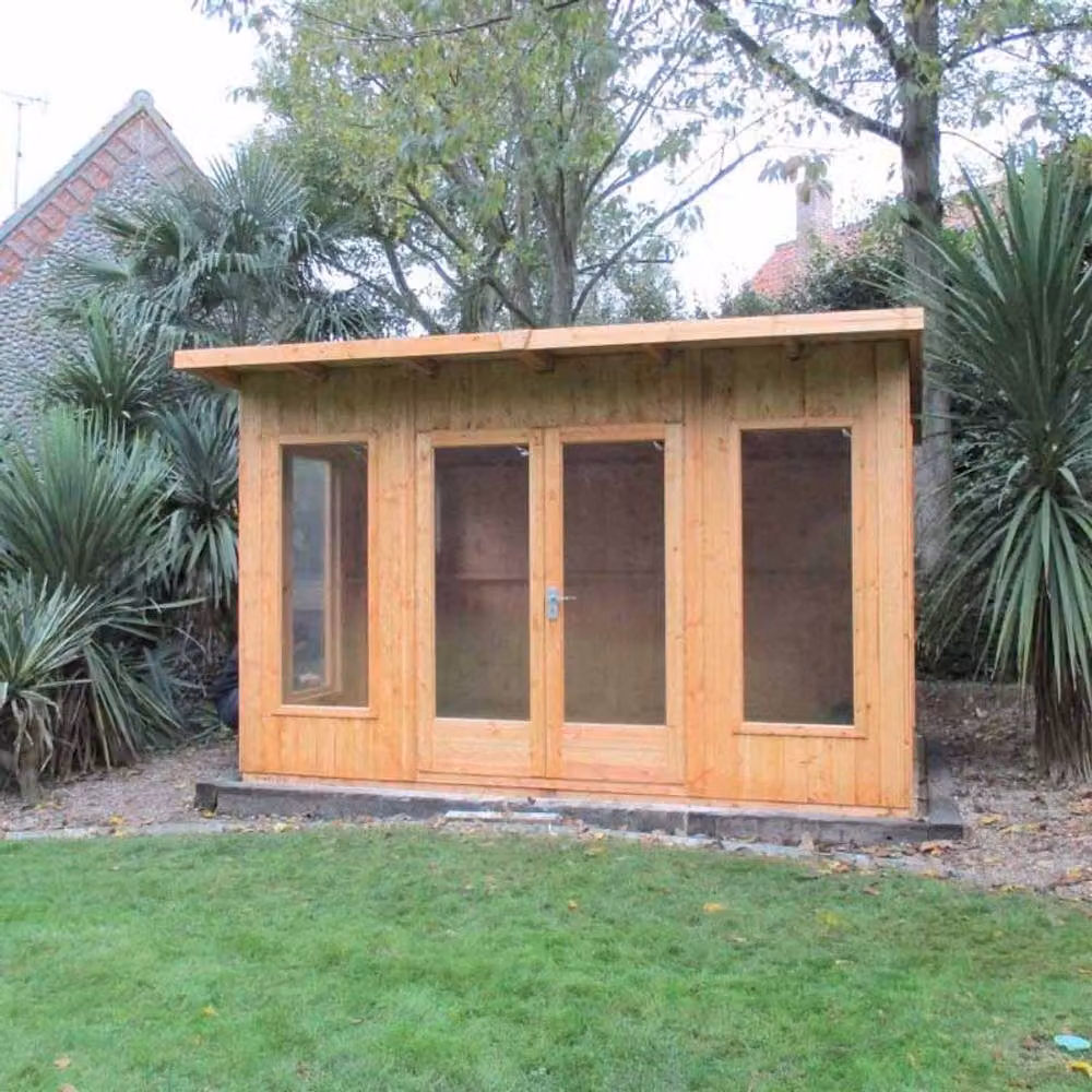Shires Miami Brown Wooden Summerhouse with Double Doors and Two Opening Windows, W: 365.76 cm, D: 304.8 cm – 3