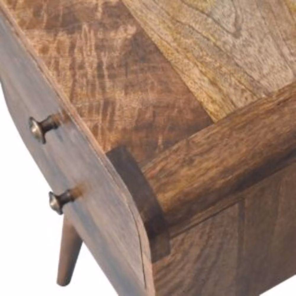 Wyld Haus Peschiera Mini Curved Bedside Table in Grey Washed Brown Mango Wood W/D/H: 30 x 30 x 55 cm – 4