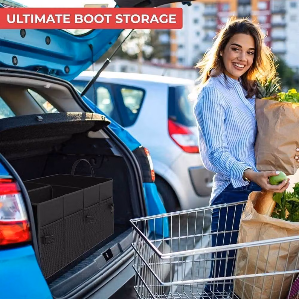 NESTLUNE Foldable Heavy Duty Large Car Boot Organiser in Black – 5