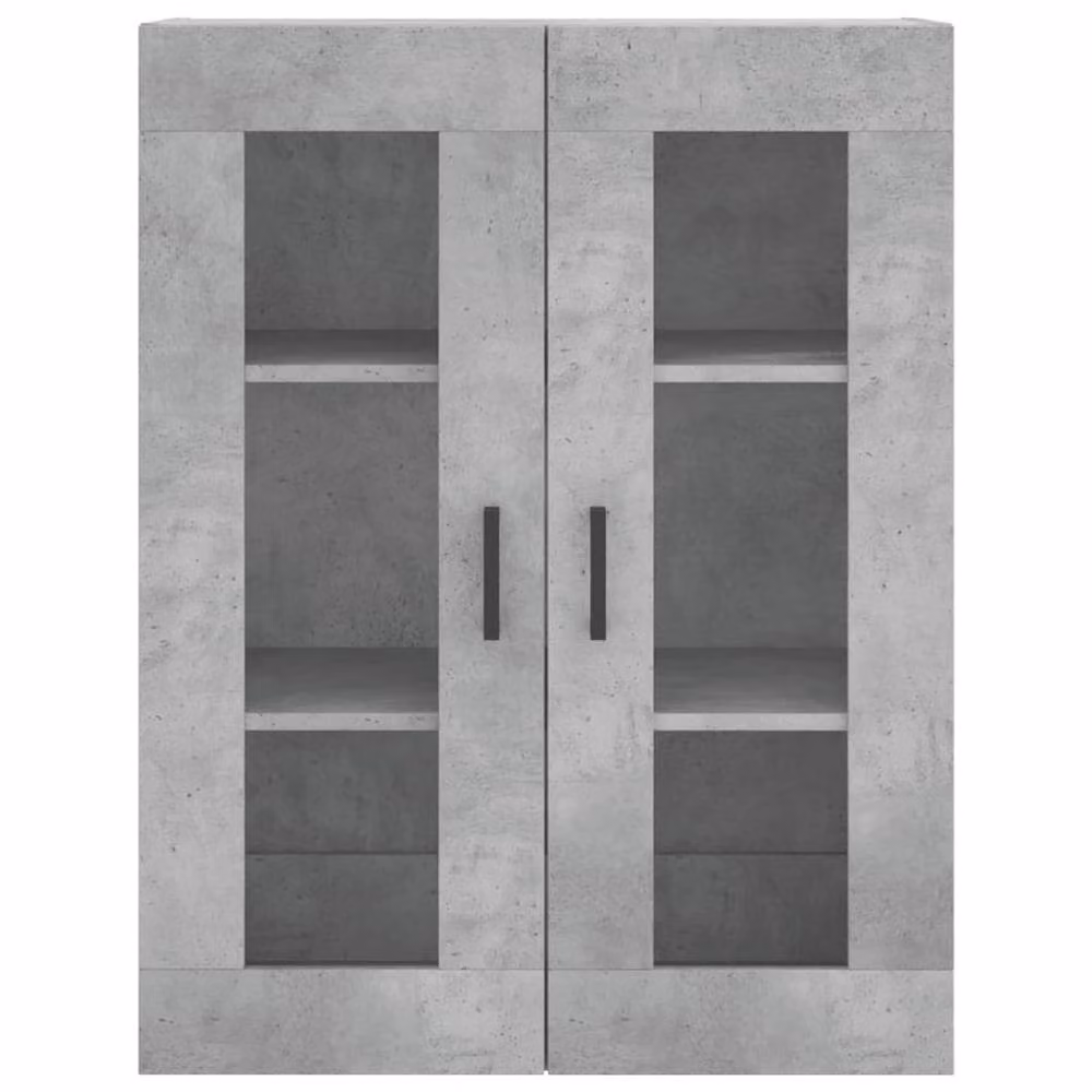 Berkfield Home Set of 2 Wall Mounted Cabinets in Concrete Grey with Glass Doors and Internal Shelves – 3