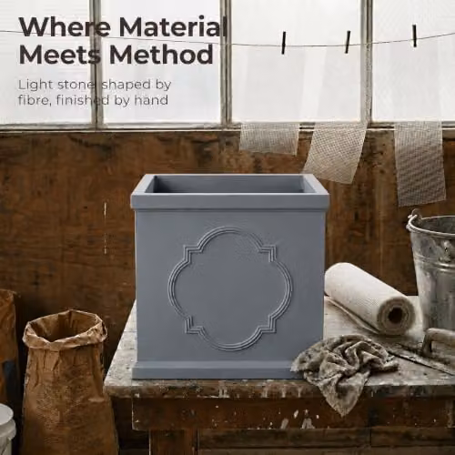 Idealist Grey Reinforced Stone Square Garden Planter, 45 x 45 cm – 5