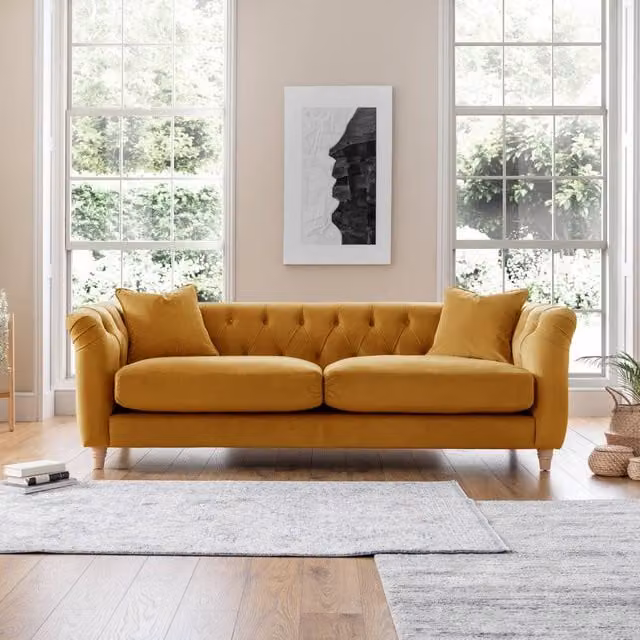 The Great Sofa Company Kensington 3-Seater Gold Velvet Chesterfield Sofa – 1