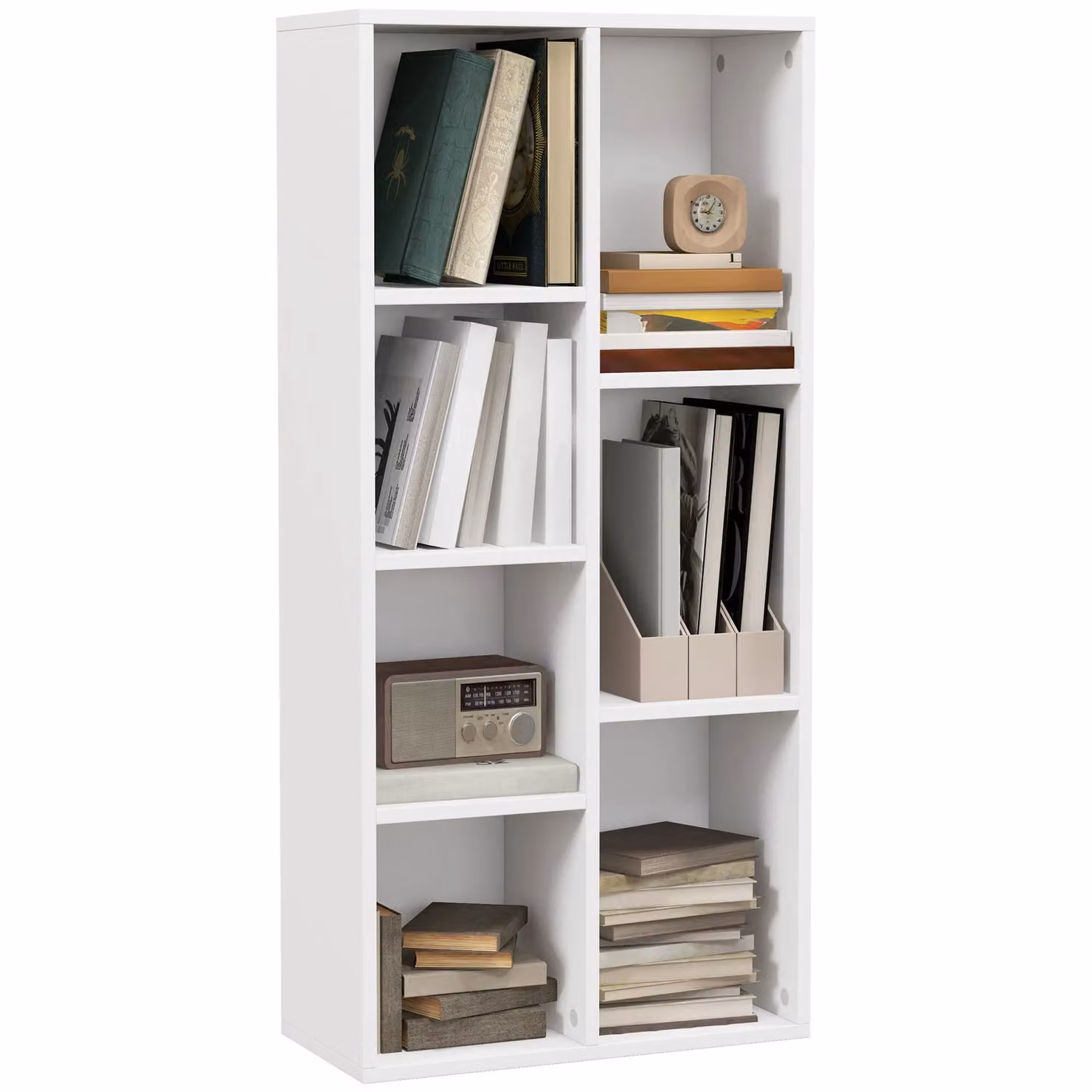 HOMCOM Modern White Cube Bookshelf with Adjustable Shelves and Back Panel – 2