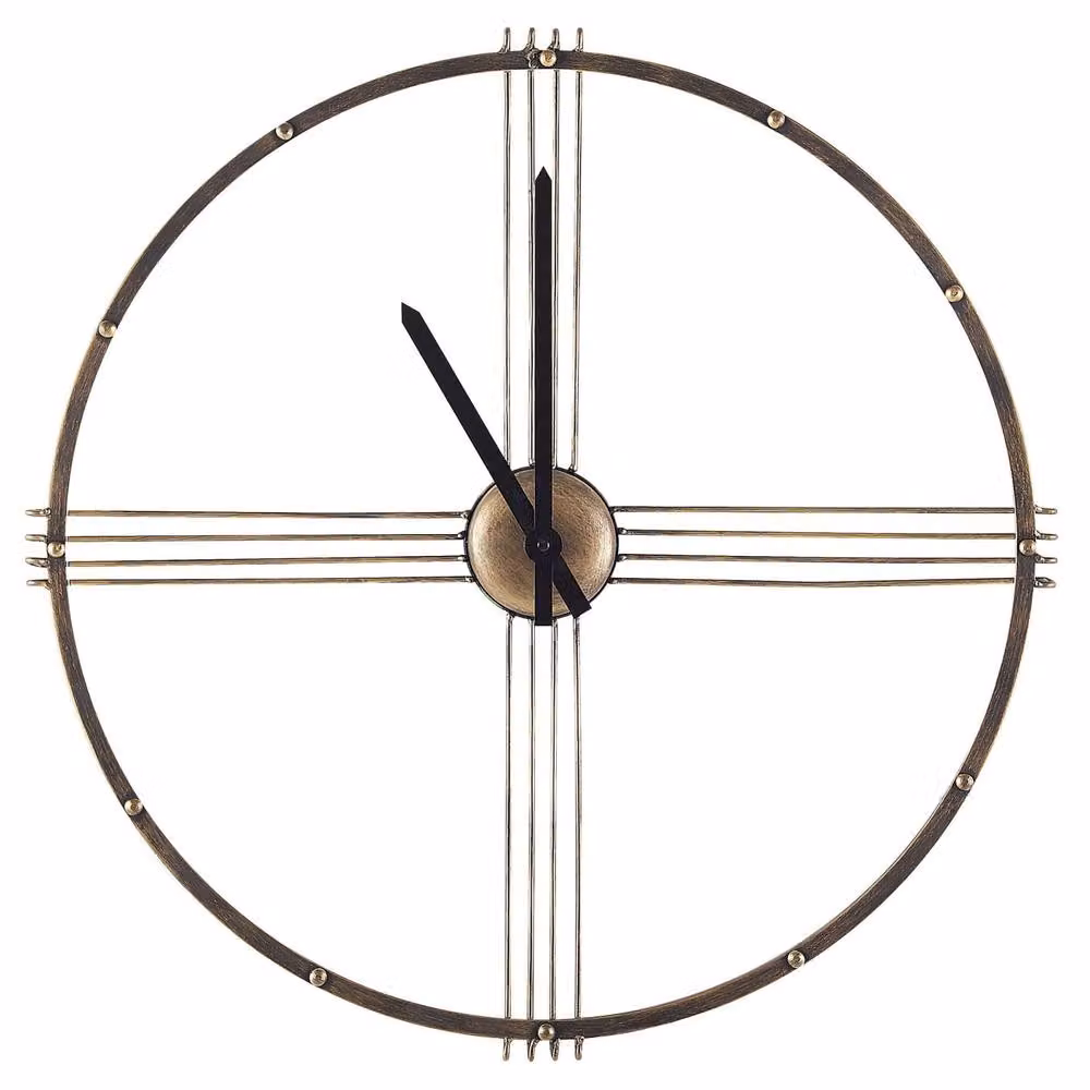 Wyld and Coco Gold Minimalist Round Metal Wall Clock, Diameter: 64 cm – 2