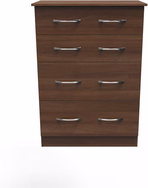 Avon Ready Assembled 4 Drawer Deep Chest in Walnut
