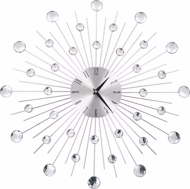 Berkfield Home Modern Round Analog Wall Clock with Quartz Movement in Silver, Diameter: 50 cm