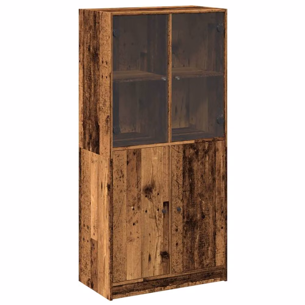 Berkfield Home Modern Highboard with Glass Doors in Brown, W/D/H: 68 x 37 x 142 cm – 2