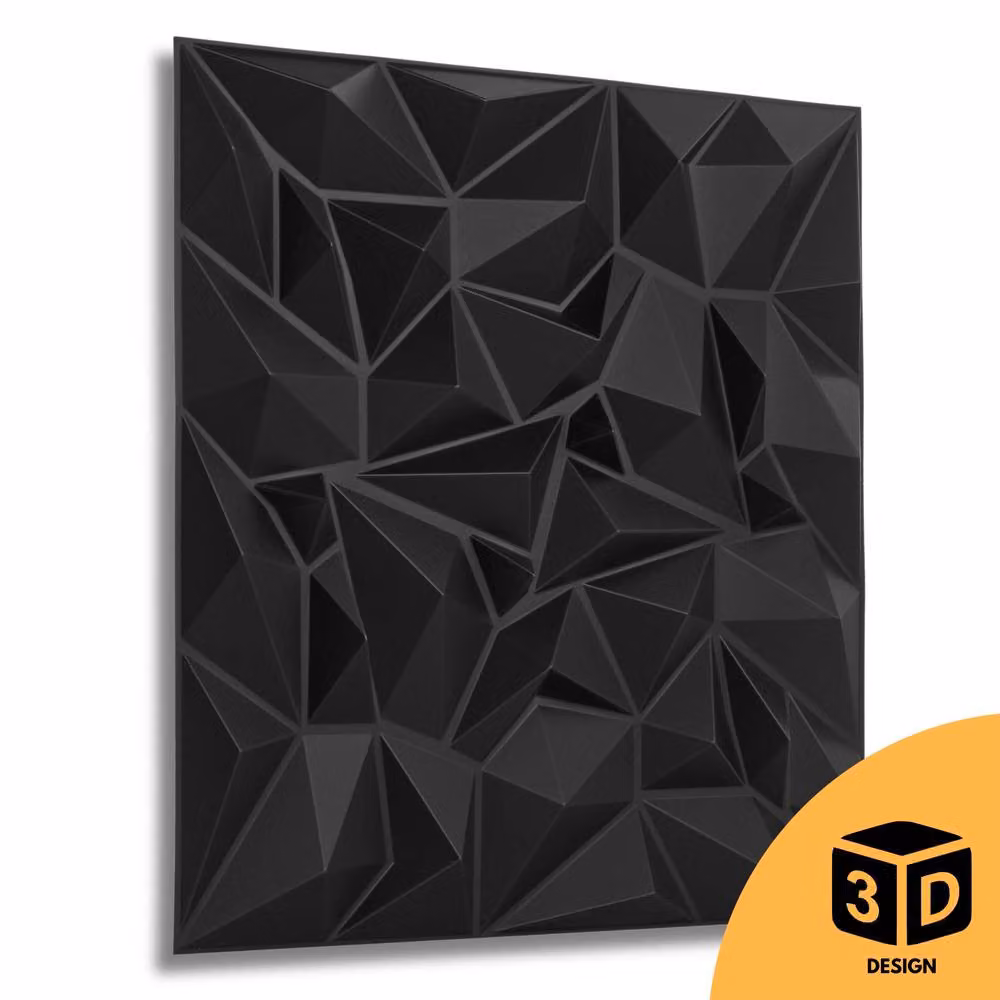 Novecrafto Diamond Prestige Effect 3D Wall Panels, 6 Sheets, Matt Black – 9