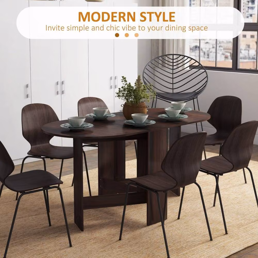 KORVIXA Brown Folding Drop Leaf Dining Table, Square W/D/H: 100 x 100 x 75 cm – 3