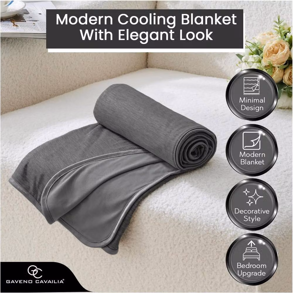 GAVENO CAVAILIA Charcoal Cooling Blanket and Bed Throw, W: 150 cm, L: 200 cm – 5