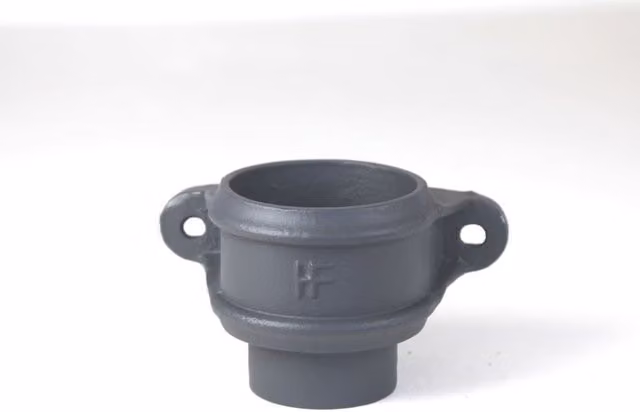 Hargreaves Premier Cast Iron Round Downpipe Eared Loose Socket with Spigot, 150mm, Grey Primed