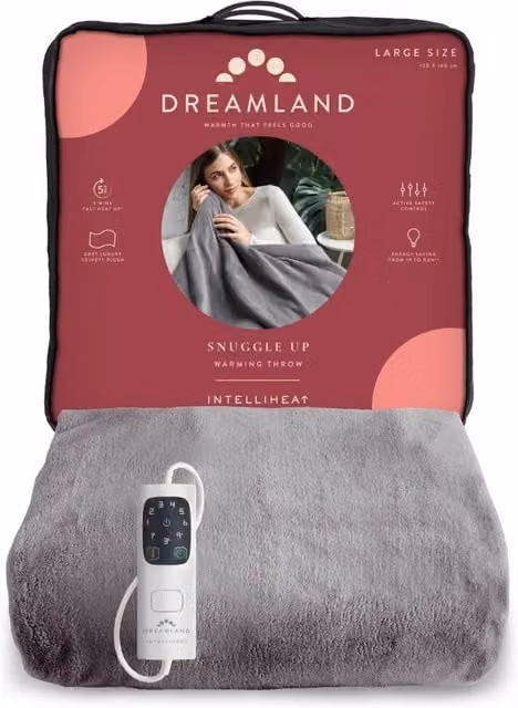 Dreamland Snuggle Up Warming Throw in Grey, W: 120 cm, D: 160 cm