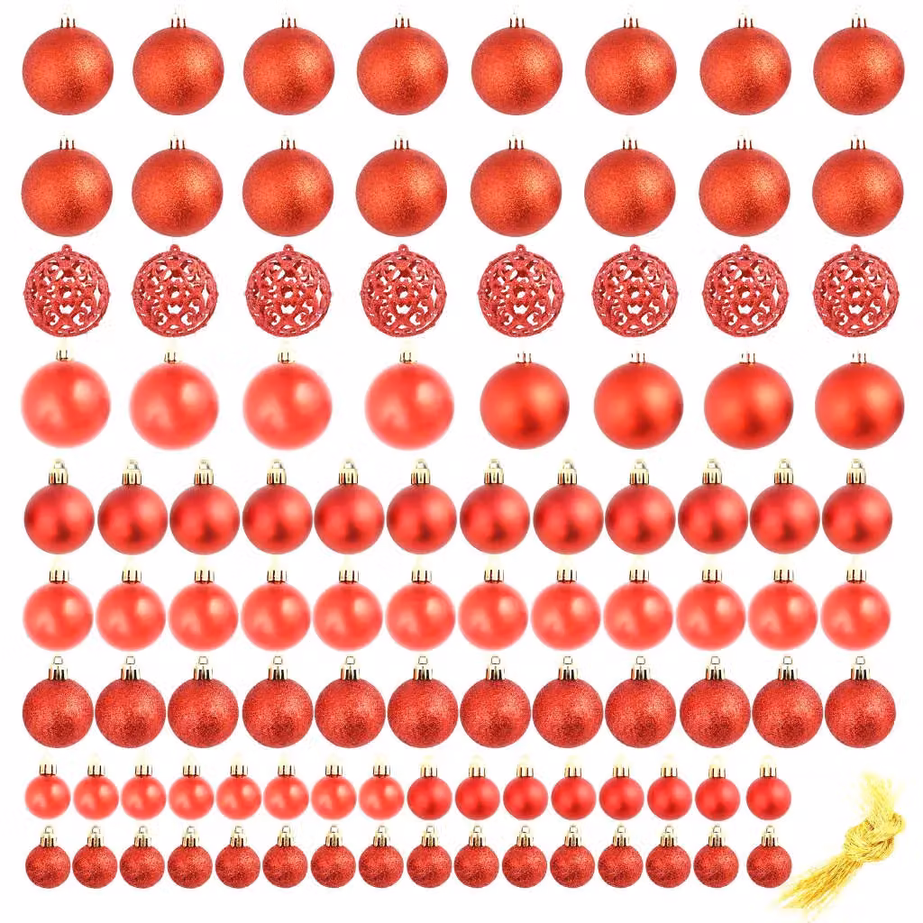 Berkfield Home 100 Piece Red Christmas Bauble Set with Round Hanging Ornaments – 2