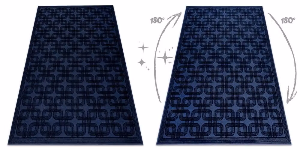 RugsX Aura Geometric Blue Polyester Rug, W: 140 cm, L: 190 cm – 2