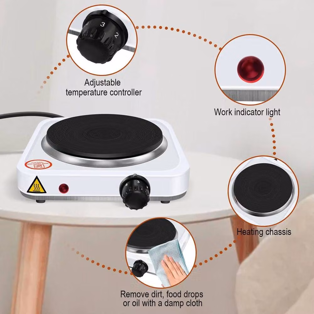 SPETLEK Single Electric Hot Plate Cooker with Cast Iron Radiant Element in White – 3