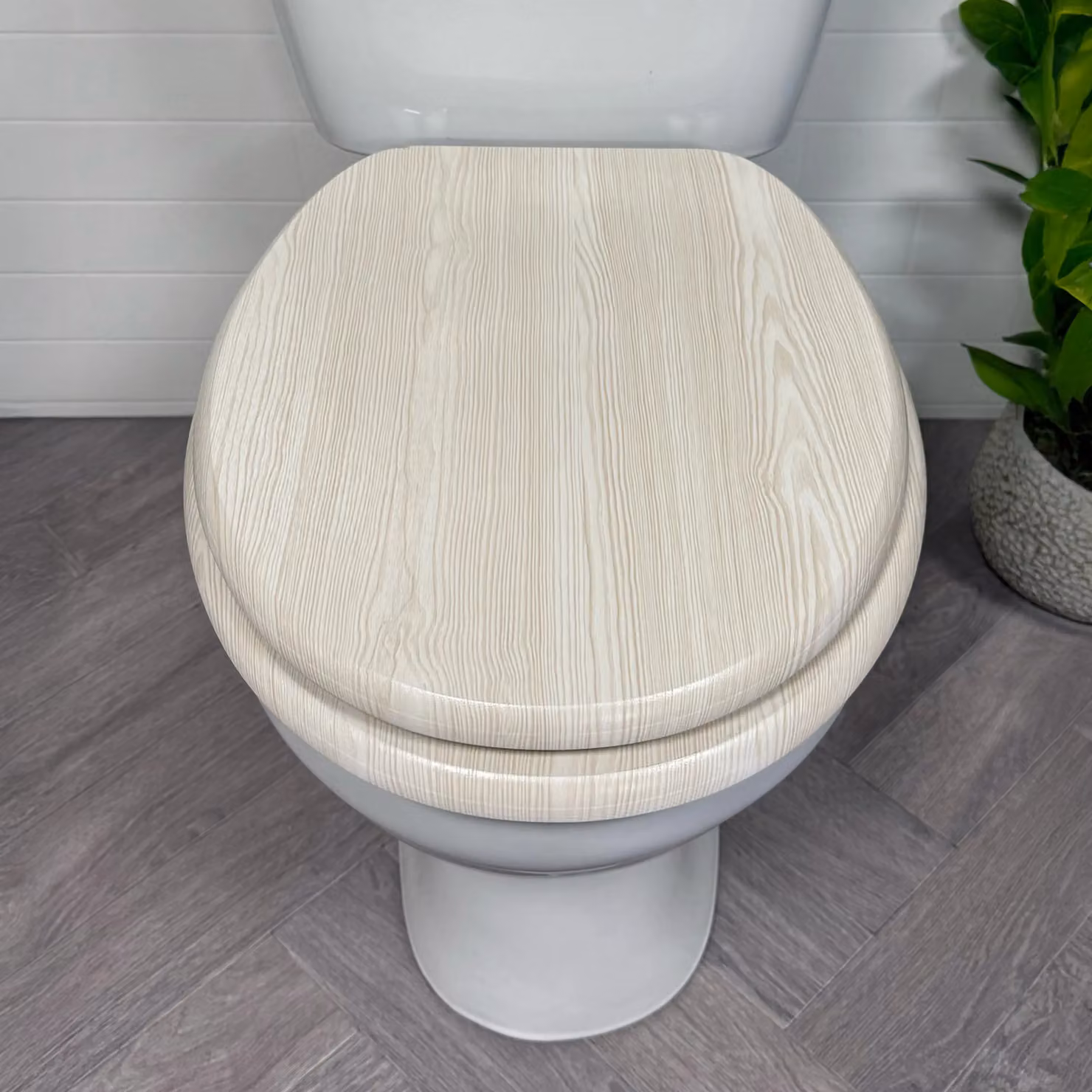 Showerdrape Oxford White Oak Wooden Toilet Seat W: 43.5 cm, D: 37.4 cm – 2