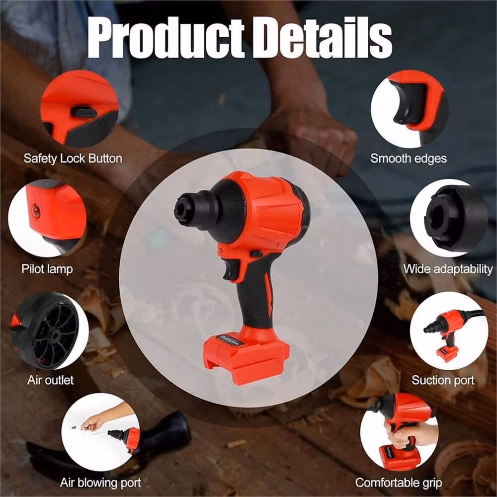 Nordara Red Cordless Blower Inflator Vacuum Multifunction Tool with Rechargeable Battery W/D/H: 100 x 15 x 15 cm – 5