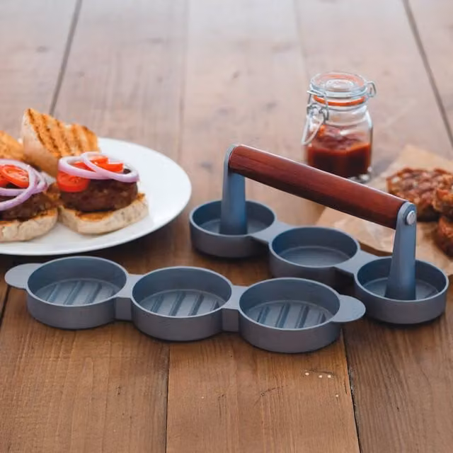 KitchenCraft Home Made Mini Burger Press in Grey